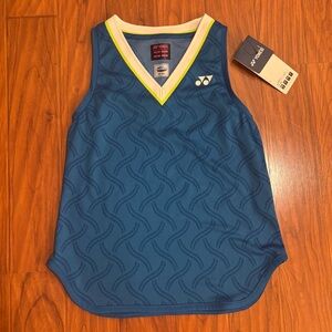 NWT Yonex Blue Athletic V-Neck Tank Neon Yellow White Trim Womens Small Tennis